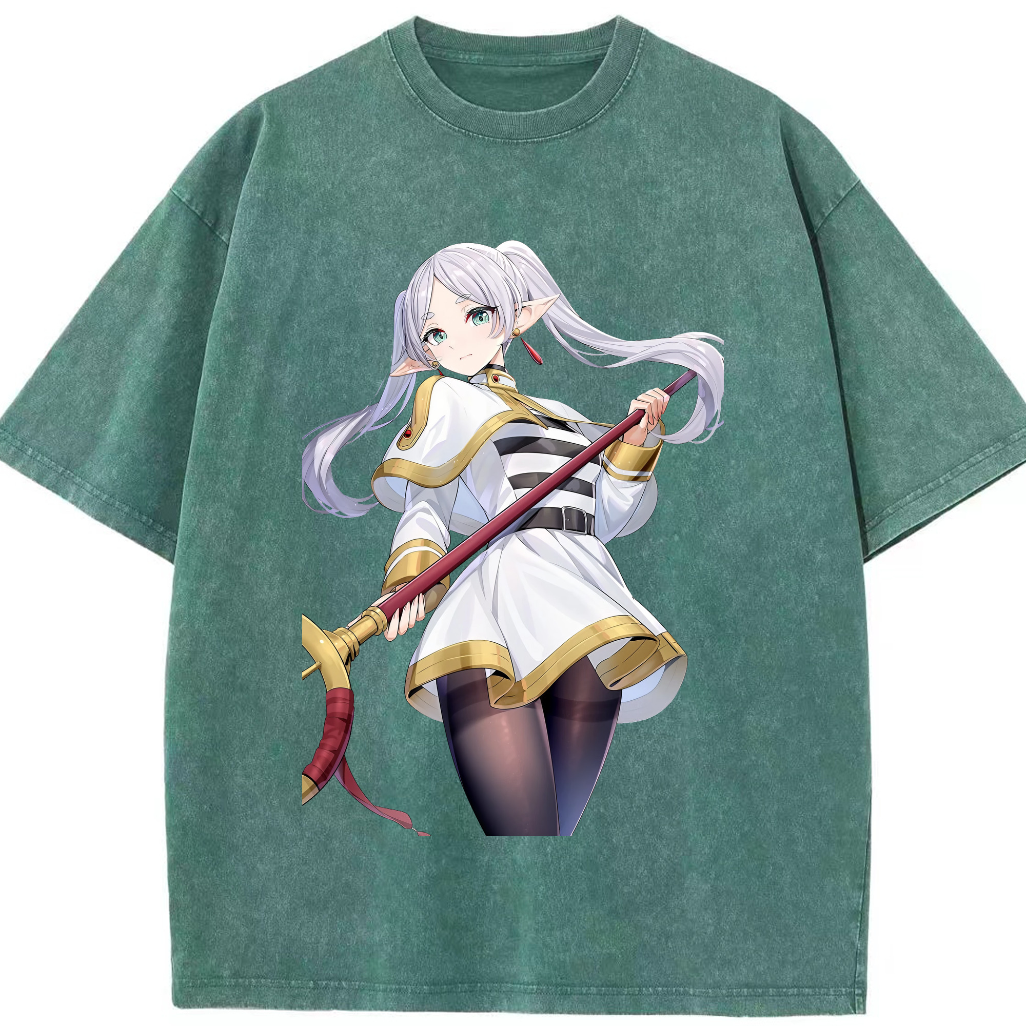 （画像用） 葬送のフリーレン Frieren 綿100% ヴィンテージ風 半袖Tシャツ（フロントプリント）